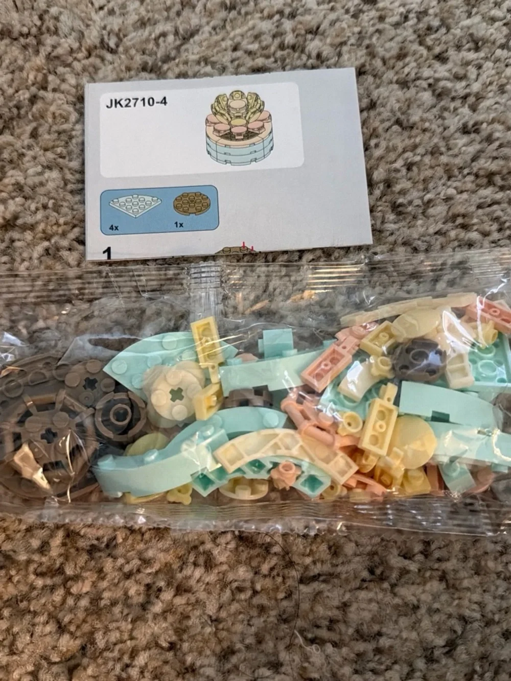 Pastel Building Brick Flower Set - Mint, Pink & Cream